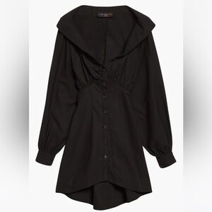 NWT Weinsanto Black Shirt Dress Fitted Off Shoulder High - Low Button Down